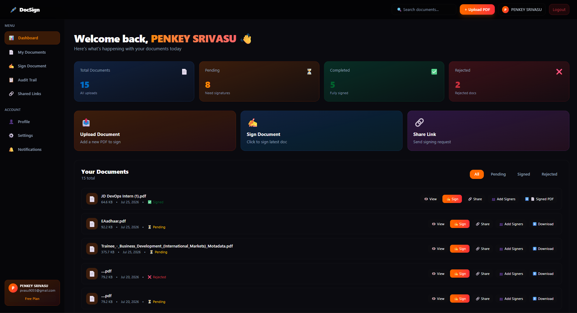 DocSign product screenshot
